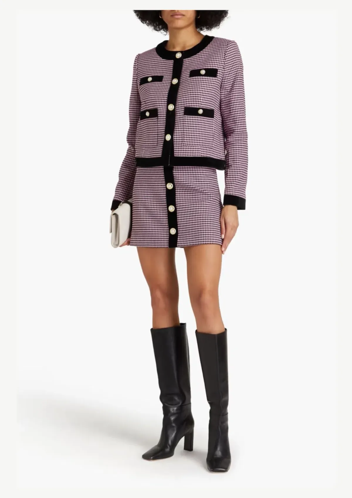 Rebecca Vallance Basinger Tweed Mini Skirt Print UK/AU 12 for rent on The Volte - main image