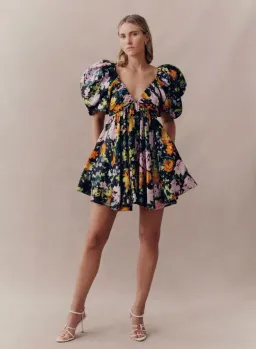 Aje Gabrielle Plunge Mini Dress Midnight Floral Size 10 for rent on The Volte - image 1