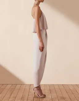 Shona Joy Luxe Draped Cocktail Frill Dress Porcelain Size 16 for rent on The Volte - image 3