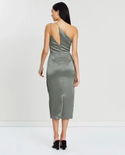 Bec & Bridge Mila Asymmetric Midi Dress Khaki Size 6 for rent on The Volte - image 2