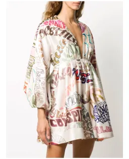 Zimmermann The Ladybeetle Word Mini Dress in Word Print Size 2/Au 12 for rent on The Volte - image 1