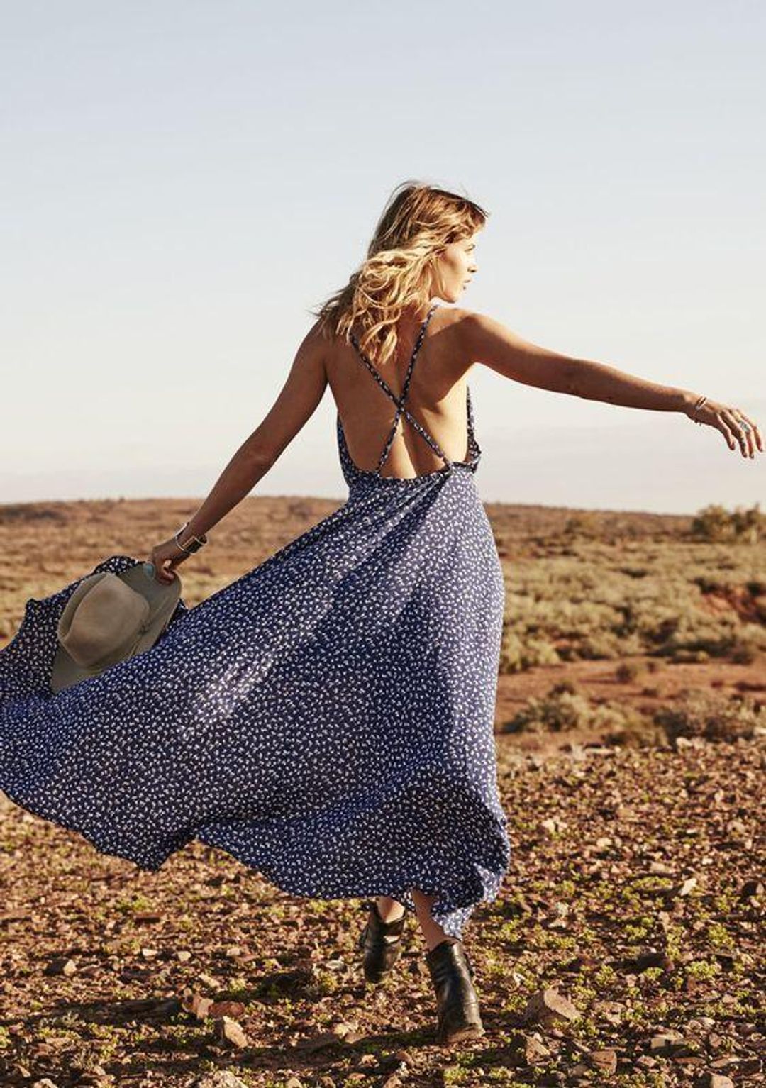 Vagabond Backless Splash Dress Navy Tiny Floral for rent on The Volte - main image
