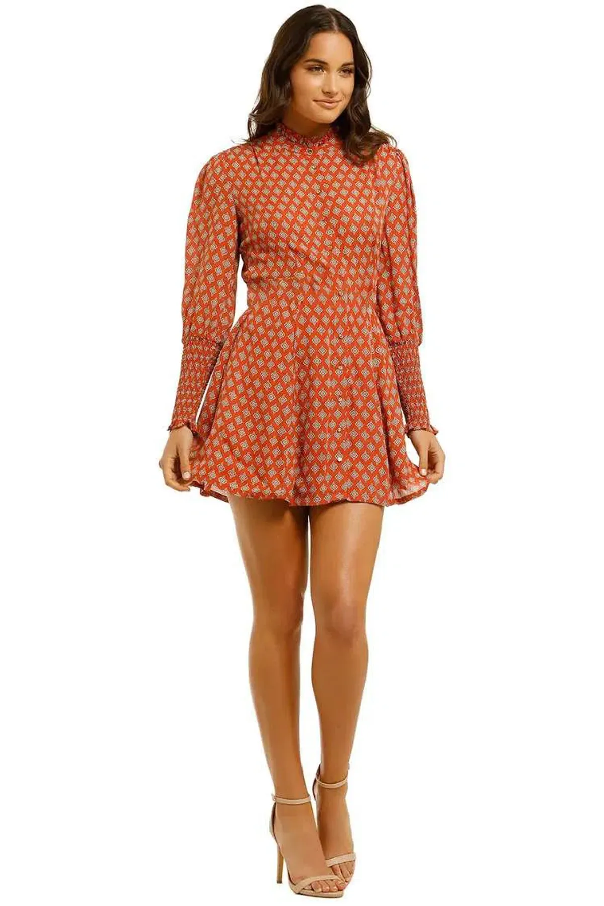Nicholas  Agadir Dress Marrakech Medallion Saffron Orange Print Size 6 for rent on The Volte - main image