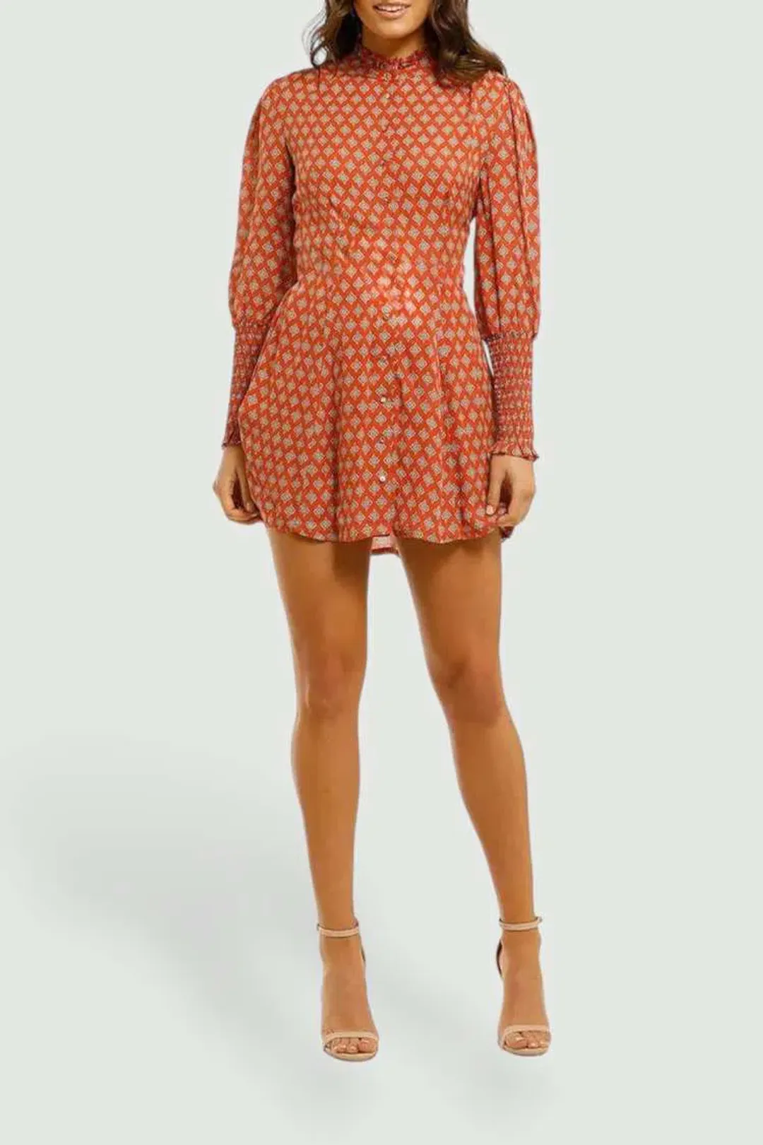 Nicholas  Agadir Dress Marrakech Medallion Saffron Orange Print Size 6 for rent on The Volte - main image