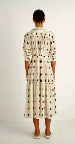 Oroton Beetle Print Dress in Cream Size 10 for rent on The Volte - image 4