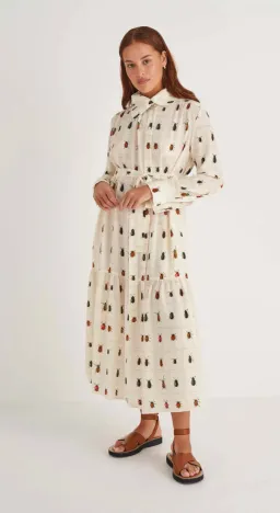 Oroton Beetle Print Dress in Cream Size 10 for rent on The Volte - image 3