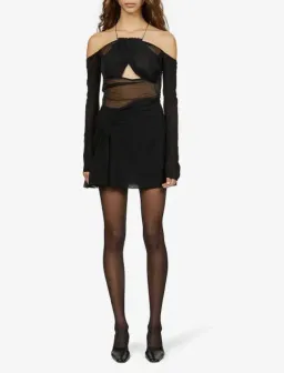 Nensi Dojaka Halterneck Sei-Sheer Ini Dress Black Size 8 for rent on The Volte - image 1