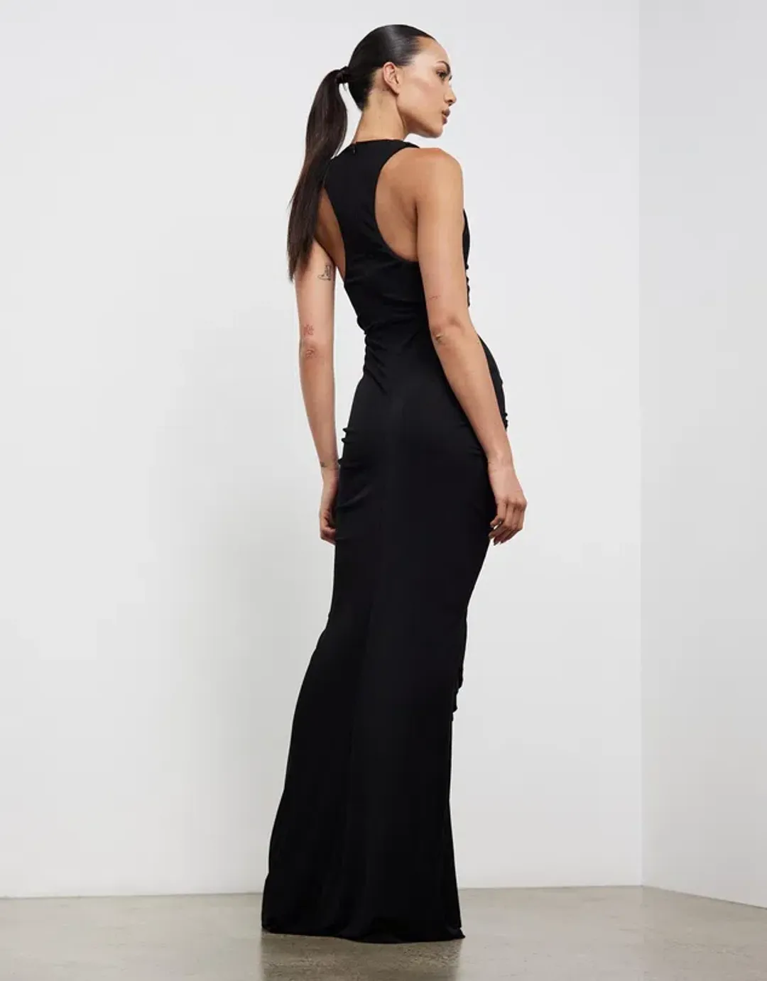 Christopher Esber Vivenda Drapé Front Dress Black Size 10 for rent on The Volte - main image