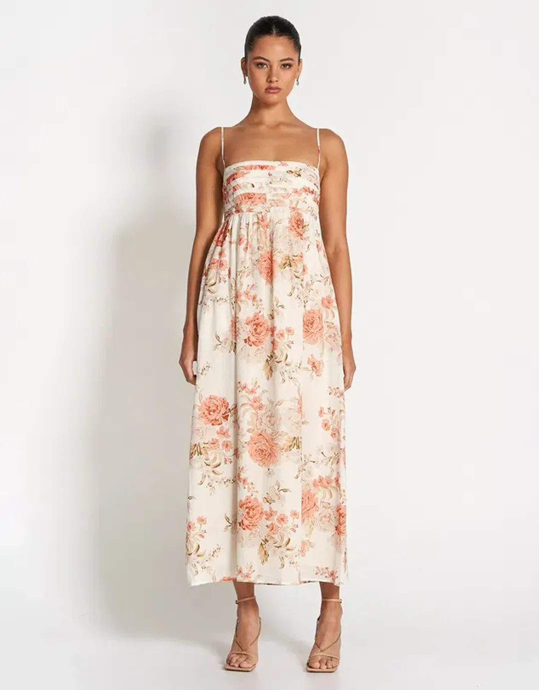 Sofia The Label Mila Babydoll Midi Dress Rose White Size 12 for rent on The Volte - main image
