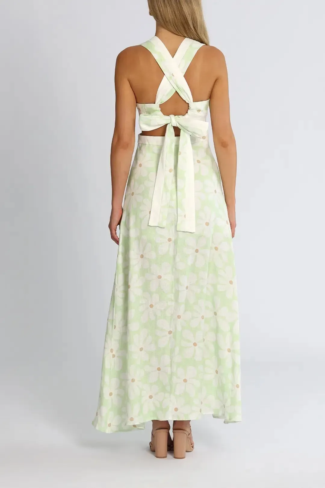By Johnny Fleur Tie Back Midi Dress Floral Size 8 for rent on The Volte - main image