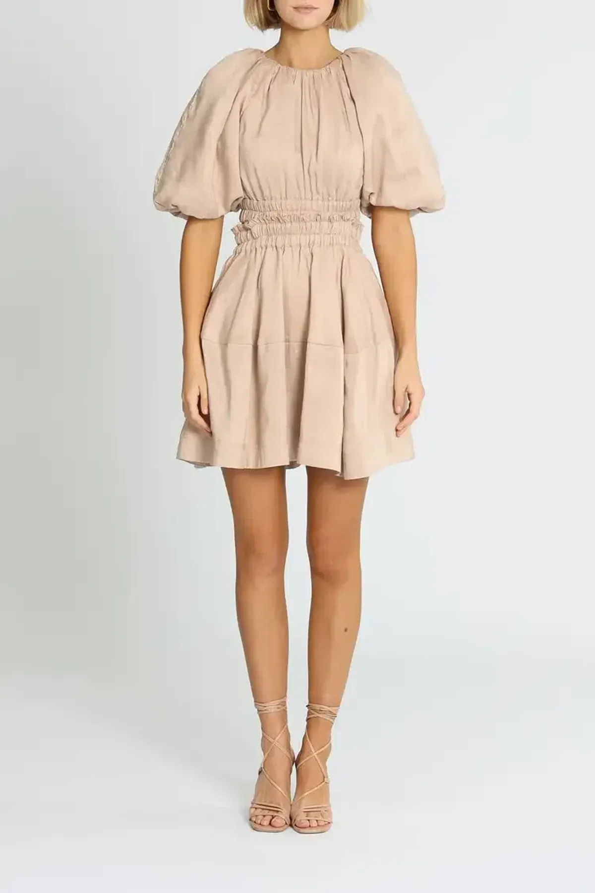 Aje Solitude Cutout Mini Dress in Beige Size 6 for rent on The Volte - main image