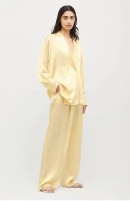 Michael Lo Sordo Relaxed Silk Blazer Pale Yellow Size 8 for rent on The Volte - image 2