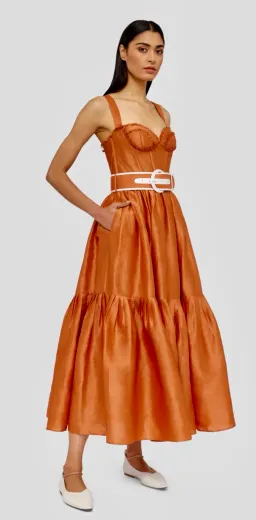 Leo Lin Suffolk Bustier in Cinnamon Orange in Size 10 for rent on The Volte - image 2