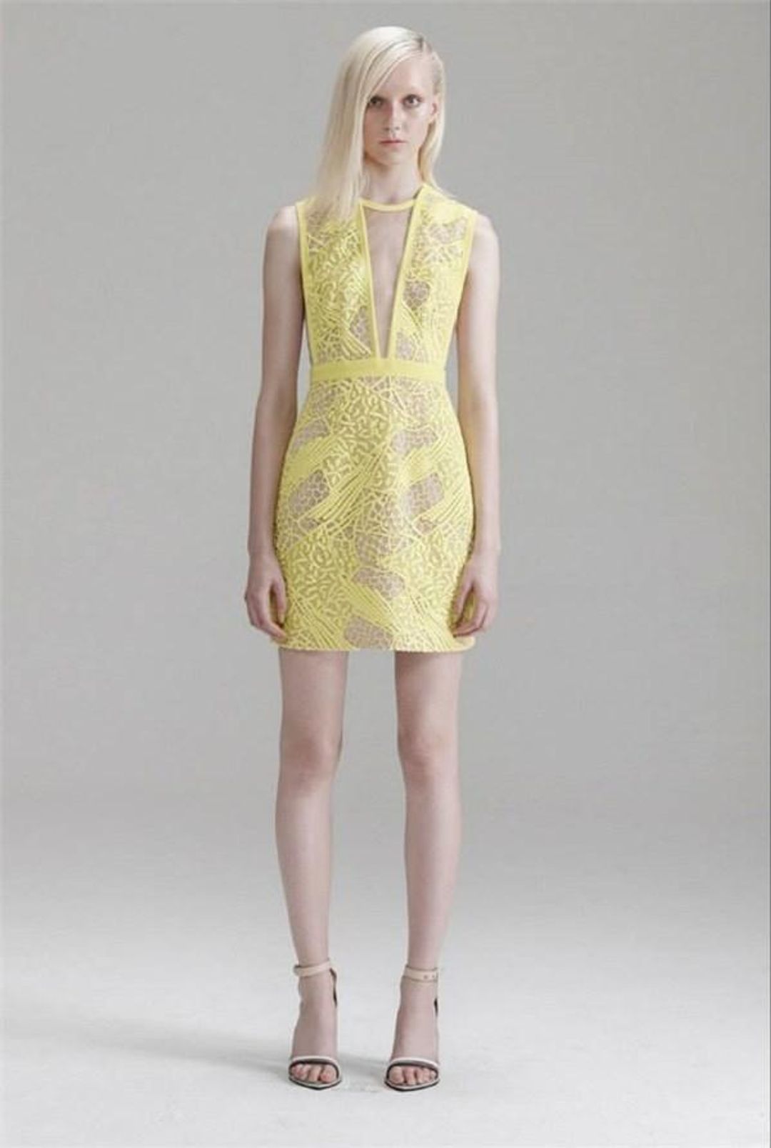 Manning Cartell Gallery Views Lace Mini Dress Yellow Size 6  for rent on The Volte - main image