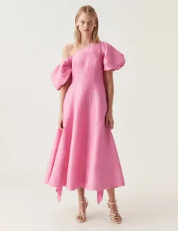 Aje Arista Tulip Sleeve Midi Dress Pink Size 8 for rent on The Volte - image 1