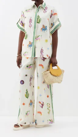 Alemais Matches Exclusive Ivory Aether Pants and Top Set Print Size 14 for rent on The Volte - image 1