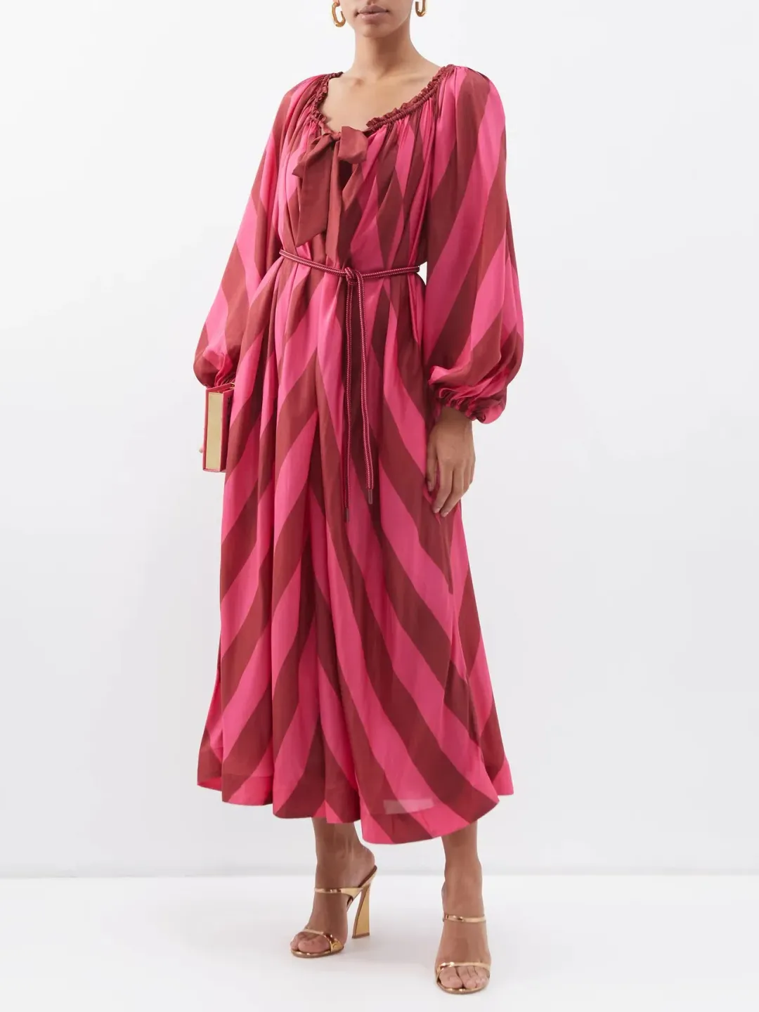 Zimmermann Twiggy Silk Pink Stripe Dress Print Size 2/Au 12 for rent on The Volte - main image