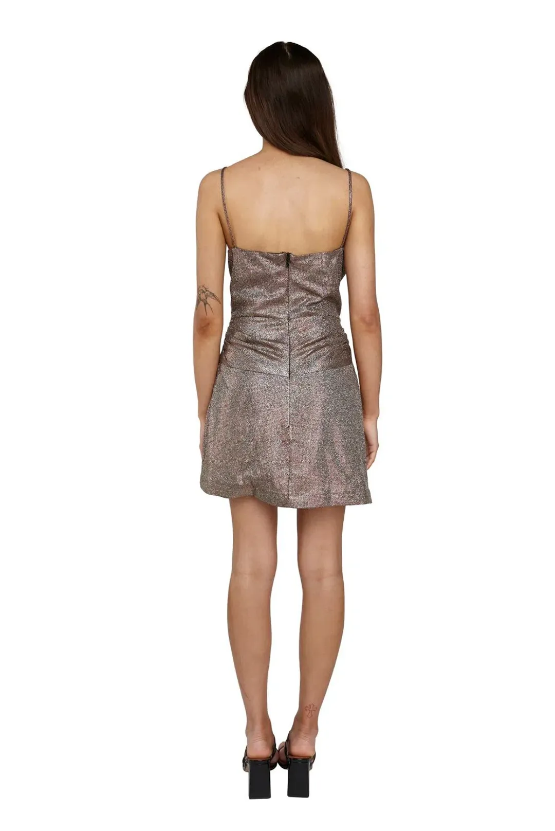 House of CB Socorro Sparkle Mini Drape Dress Silver Size XS/AU 6 for rent on The Volte - main image