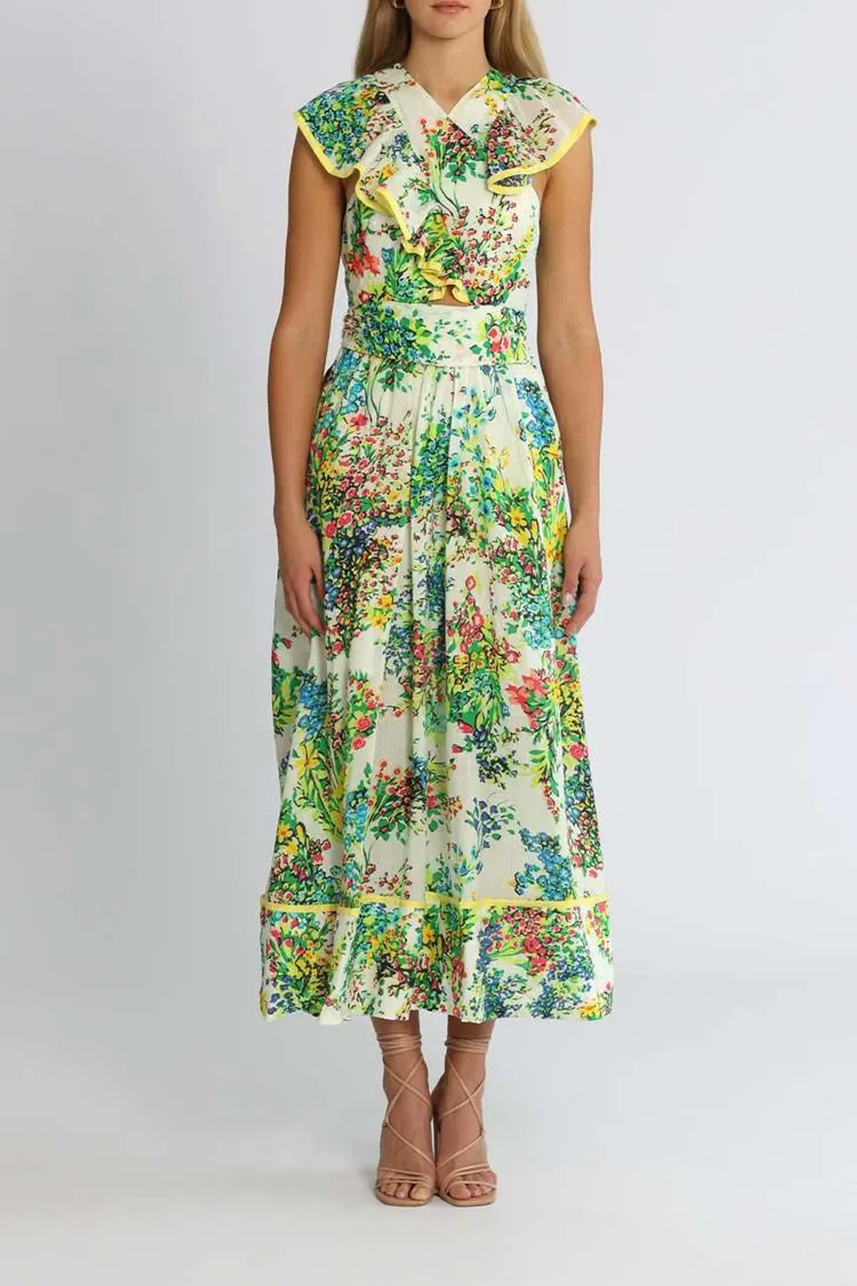 Alice McCall Living For You Midi Dress Floral Green Size 14 for rent on The Volte - main image