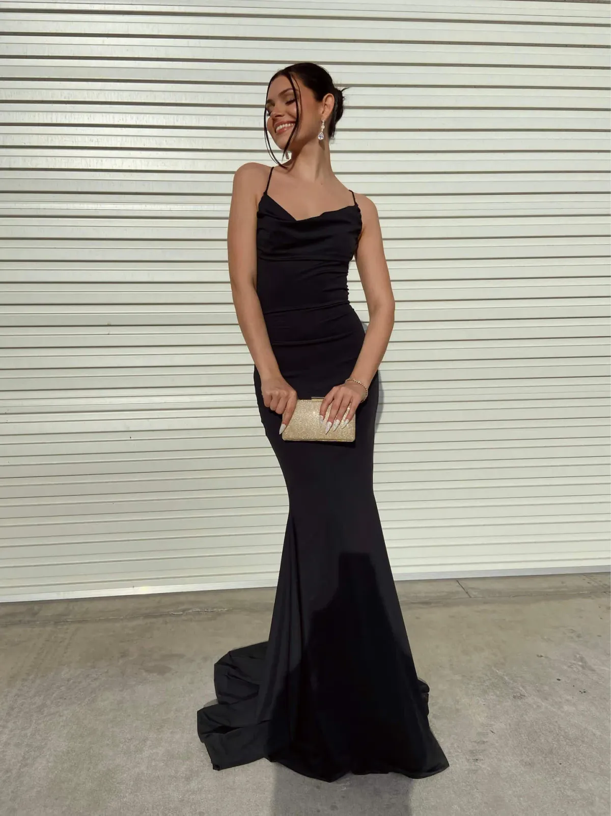 Gossip Gowns Ashleigh Jersey Gown Black Size 6 for rent on The Volte - main image