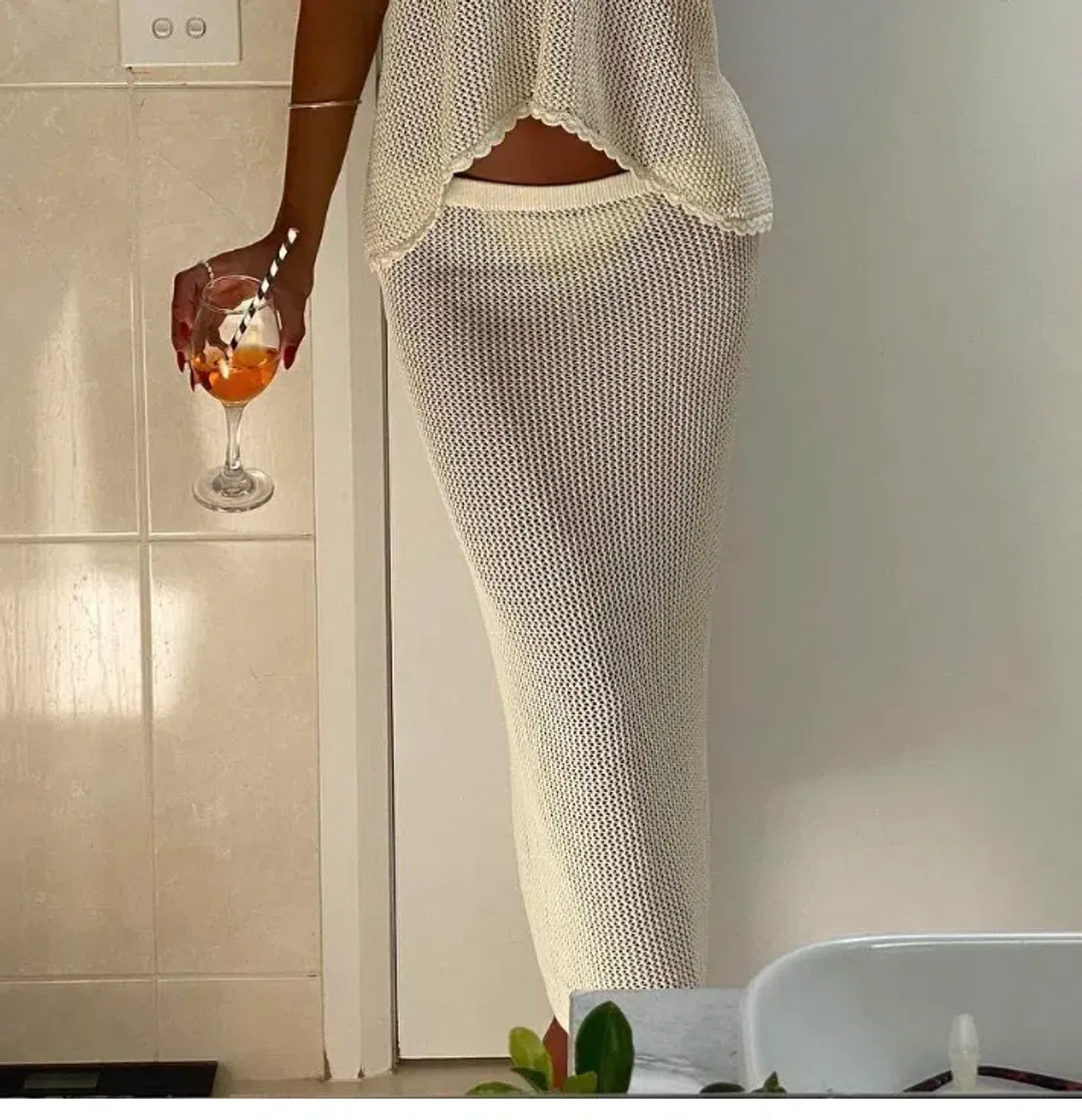 Kookai Pascha Midi Skirt Coconut Milk Size 0 / AU 6 for rent on The Volte - main image