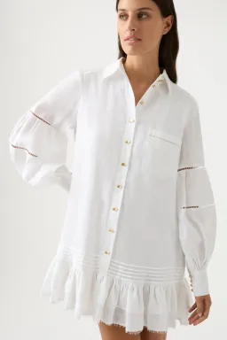Aje Lotus Shirt Mini Dress Ivory Size 10 for rent on The Volte - image 2