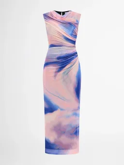 Sheike Tornado Mesh Maxi Dress Blue and Pink Watercolour Print Size 8 for rent on The Volte - image 1