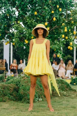 Aje Soltice Tiered Mini Dress Yellow Size 6 for rent on The Volte - image 1