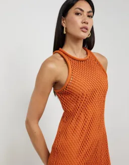 Camilla and Marc Rosalind Textured Midi Dress Orange Size 8 for rent on The Volte - image 2