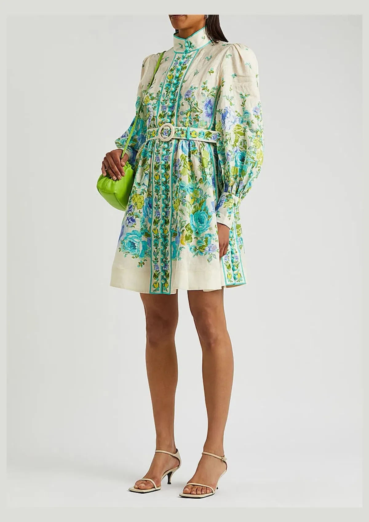 Zimmermann Raie Buttoned Mini Dress Floral Size 1 / AU 10 for rent on The Volte - main image
