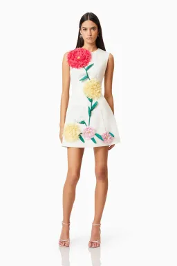 Elliat - Buttercup Embroidered Mini Dress in Ivory - Size M (10) for rent on The Volte - image 6