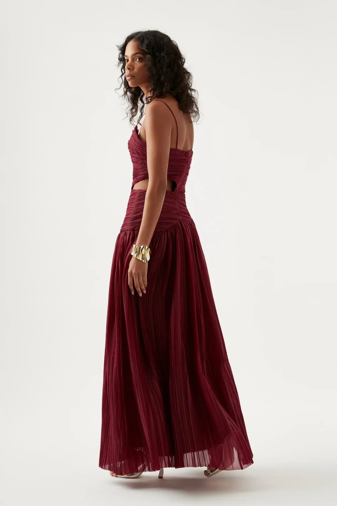 Aje Laurier Wave Maxi Dress Burgundy Size 4 for rent on The Volte - main image