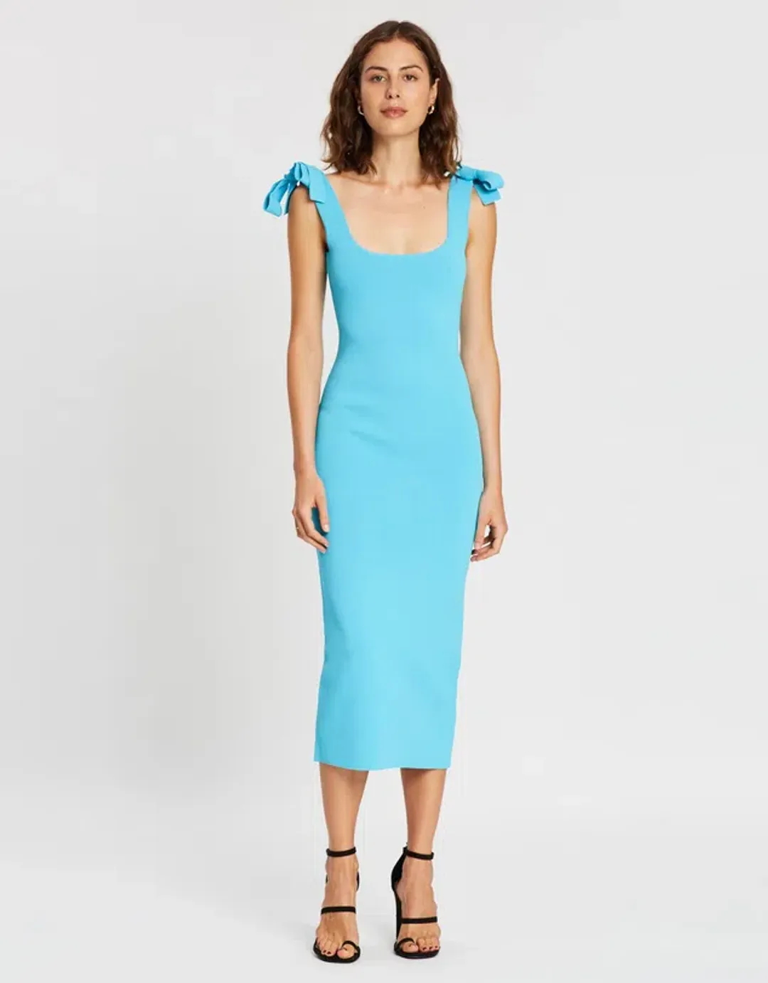 By Johnny Tie Up Knit Midi Dress Blue Size 10 for rent on The Volte - main image