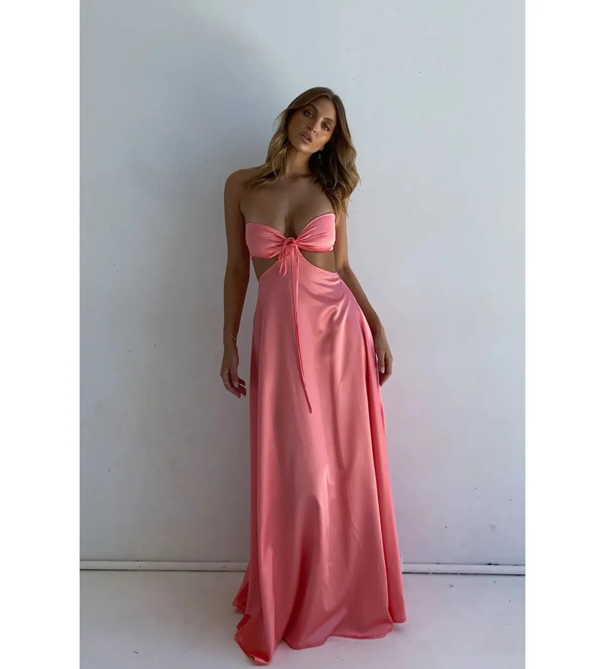Lane + Sass Lucy Guava Gown Pink Size AU 8 for rent on The Volte - main image