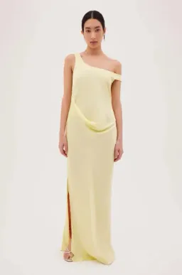Bianca Spender Leonora Satin Crepe Dress Lemon Size 1 / Au 8 for rent on The Volte - image 2