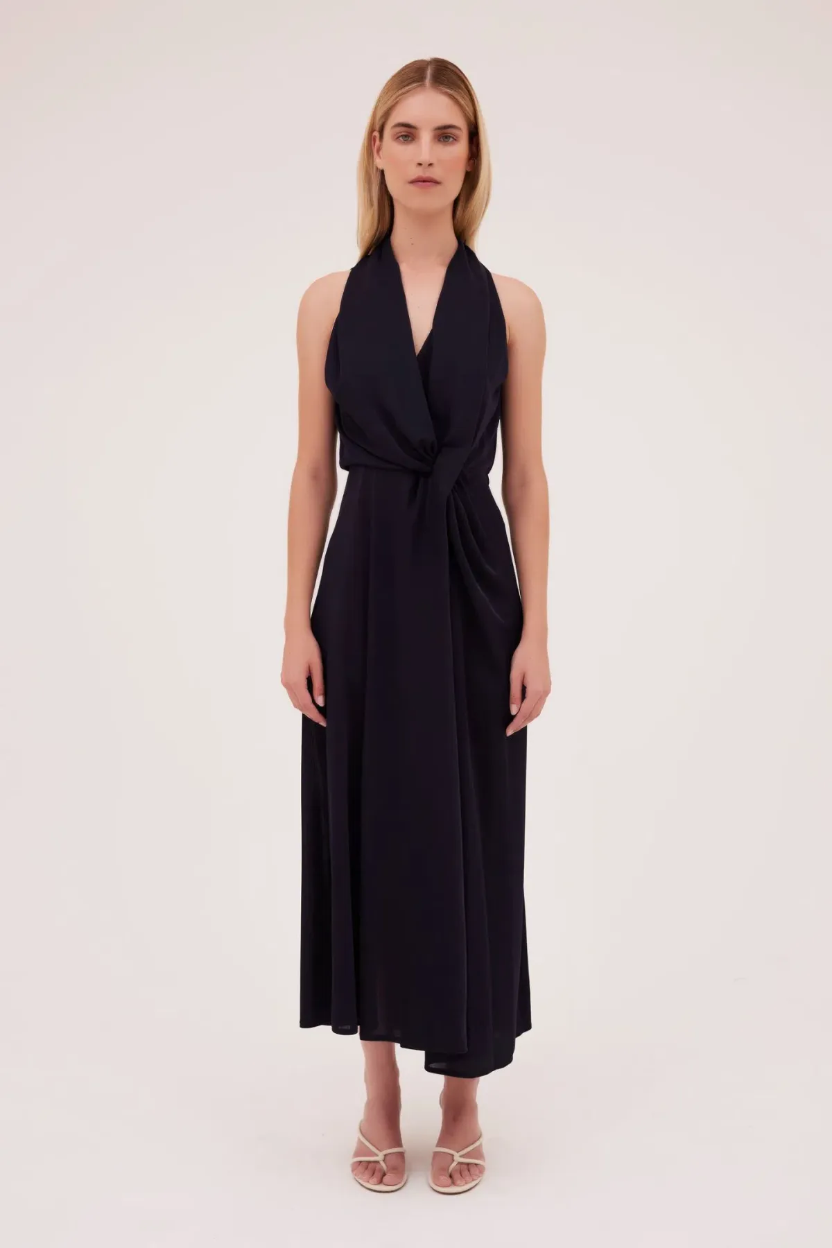 Bianca Spender Jersey Entwined Short Dress Navy Size 12 for rent on The Volte - main image
