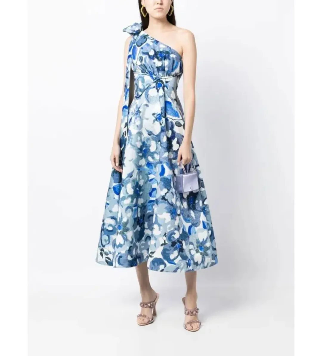 Rachel Gilbert Emiliano Dress in Blue Print Size 4/AU14 for rent on The Volte - main image