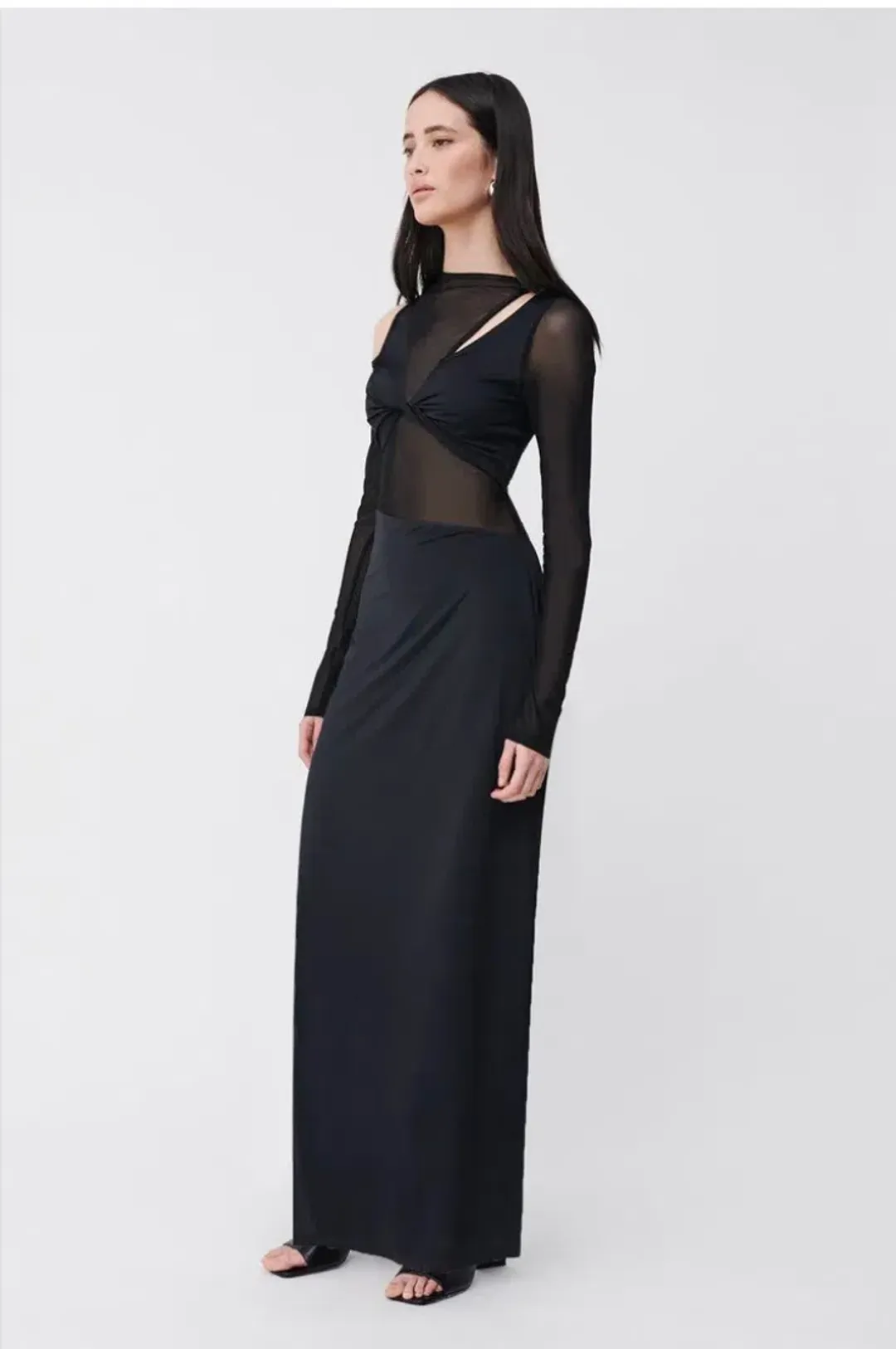 SUBOO Rodin Long Sleeve Mesh Kersey Maxi Dress Black Size XS/Au 6 for rent on The Volte - main image