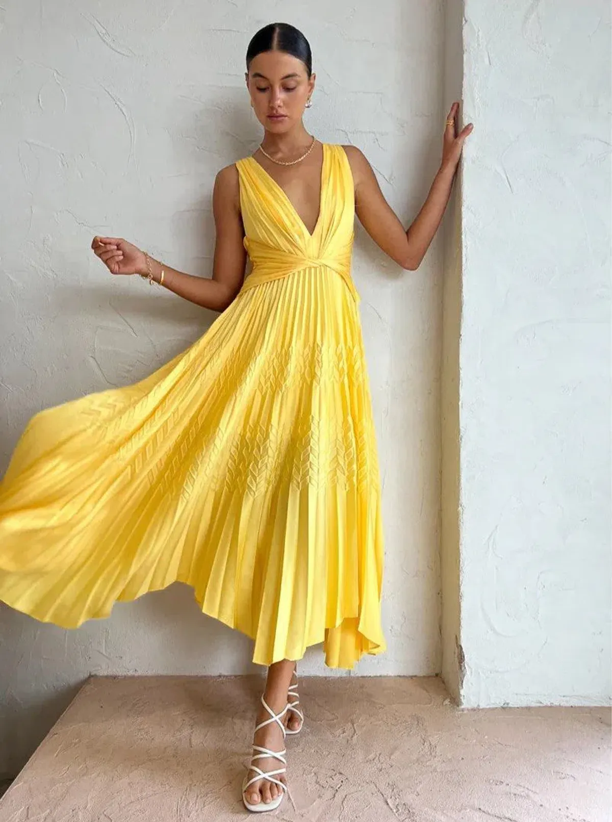 Acler The Bettencourt Dress in Sunshine Size 8 for rent on The Volte - main image