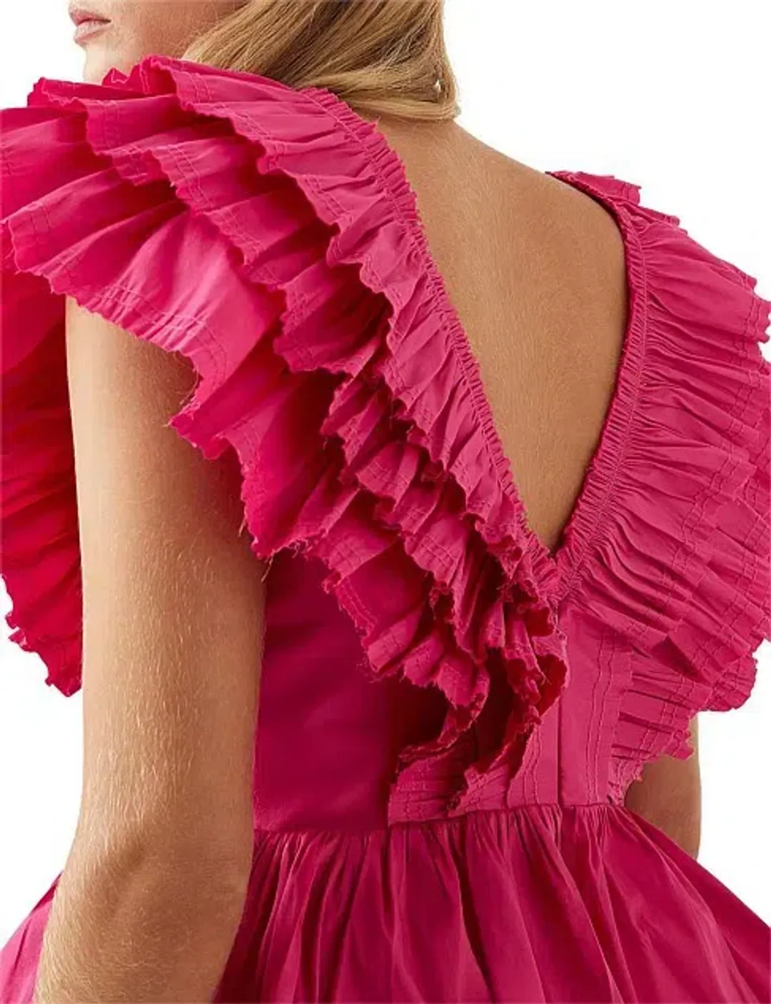 Aje Rhythmic Frilled Mini Dress Pink Size 6 for rent on The Volte - main image