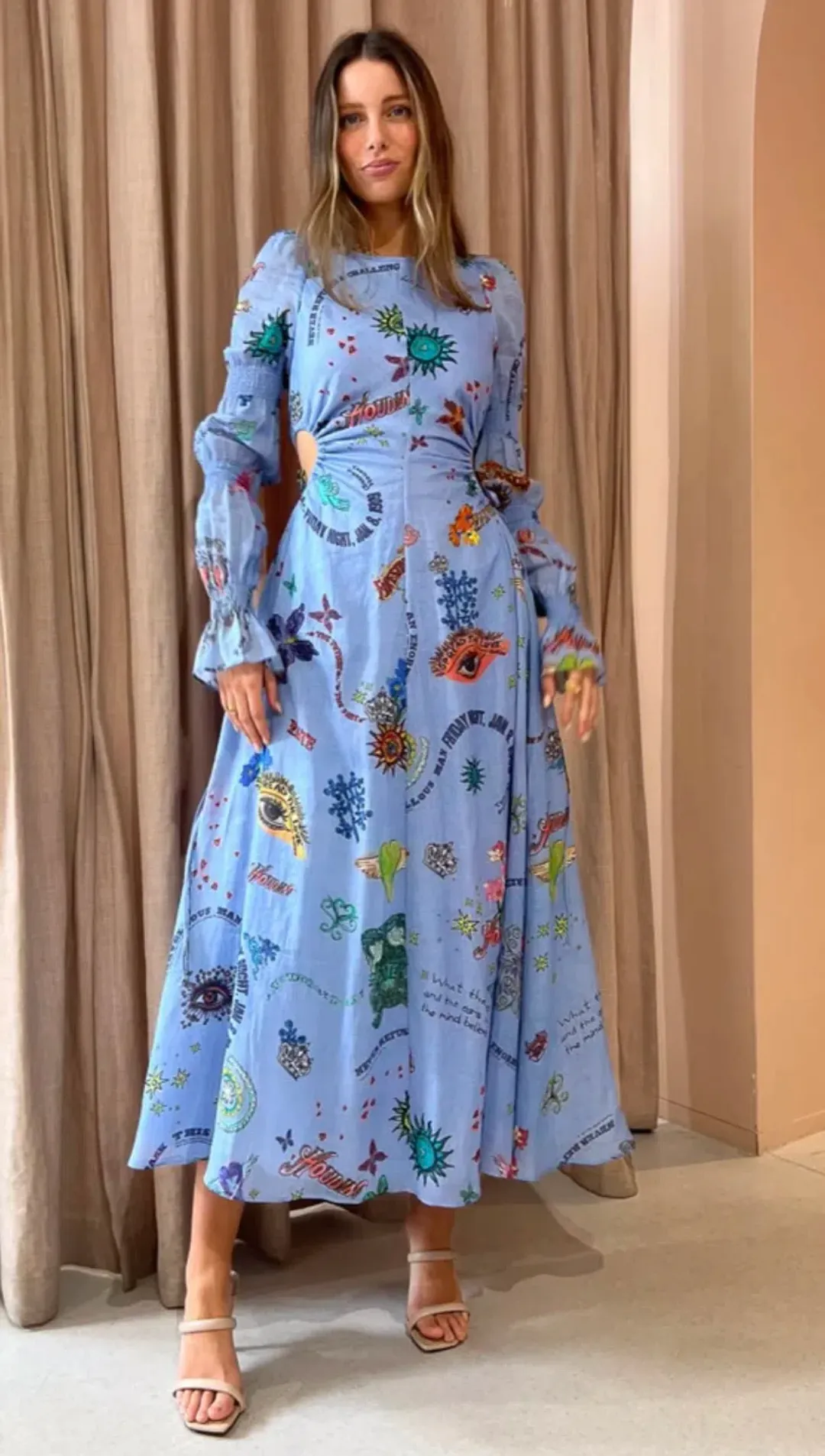 Kate Ford  Caracus Cut Out Gown Print  for rent on The Volte - main image