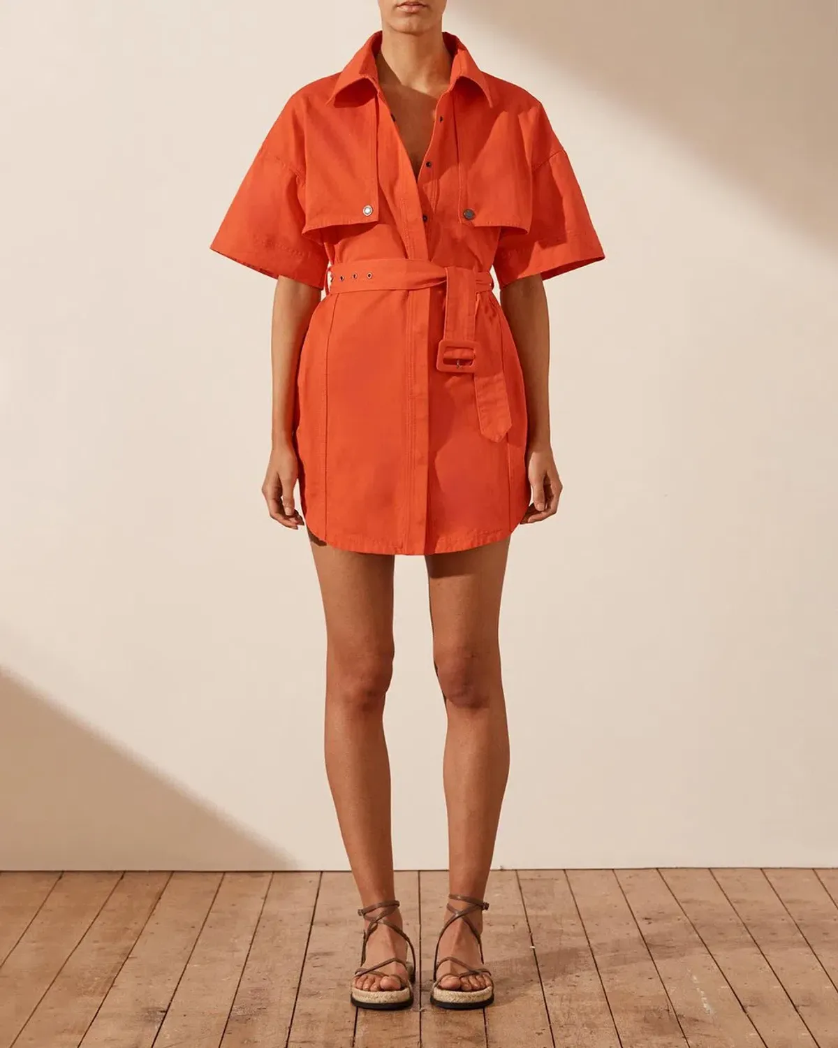Shona Joy Anya Shirt Dress With Belt Hibiscus Size 10 for rent on The Volte - main image