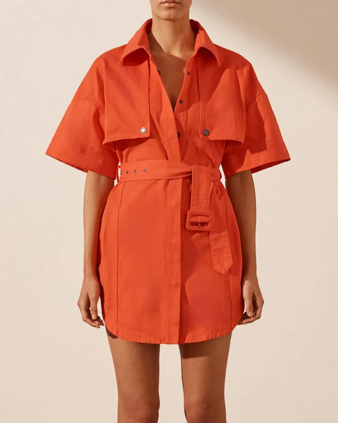 Shona Joy Anya Shirt Dress With Belt Hibiscus Size 10 for rent on The Volte - main image
