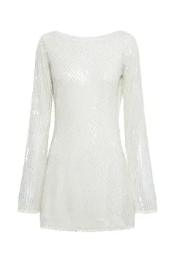 Meshki Nala White Sequin Mini Dress White Size 10  for rent on The Volte - image 5