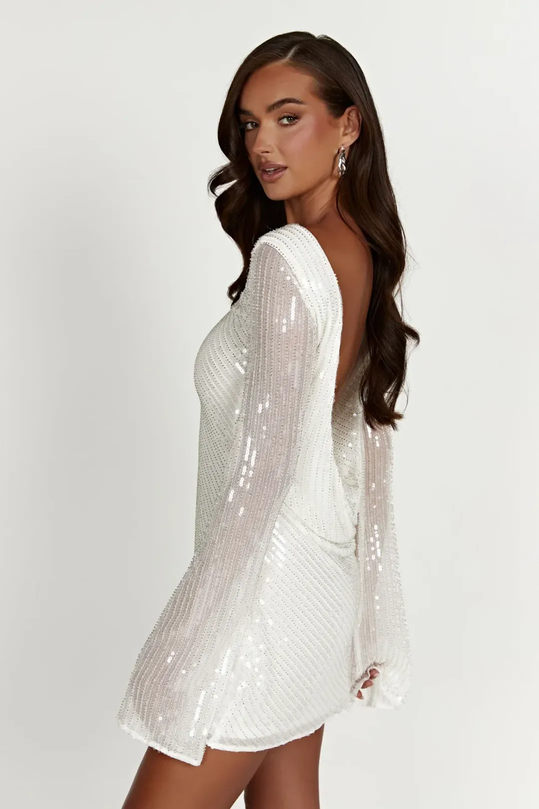 Meshki Nala White Sequin Mini Dress White Size 10  for rent on The Volte - main image