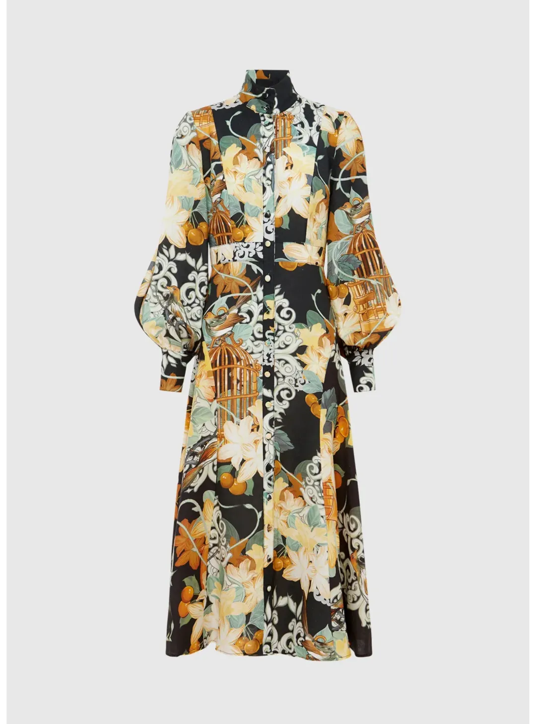 LEO LIN Nellie Midi Dress in Azalea Print In Twilight Size AU 12 for rent on The Volte - main image