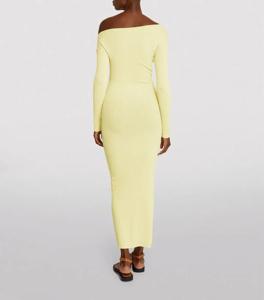 Sir the Label Kelvin Off Shoulder Draped Dress in Lemon Yellow Size 3 / AU 12 for rent on The Volte - main image