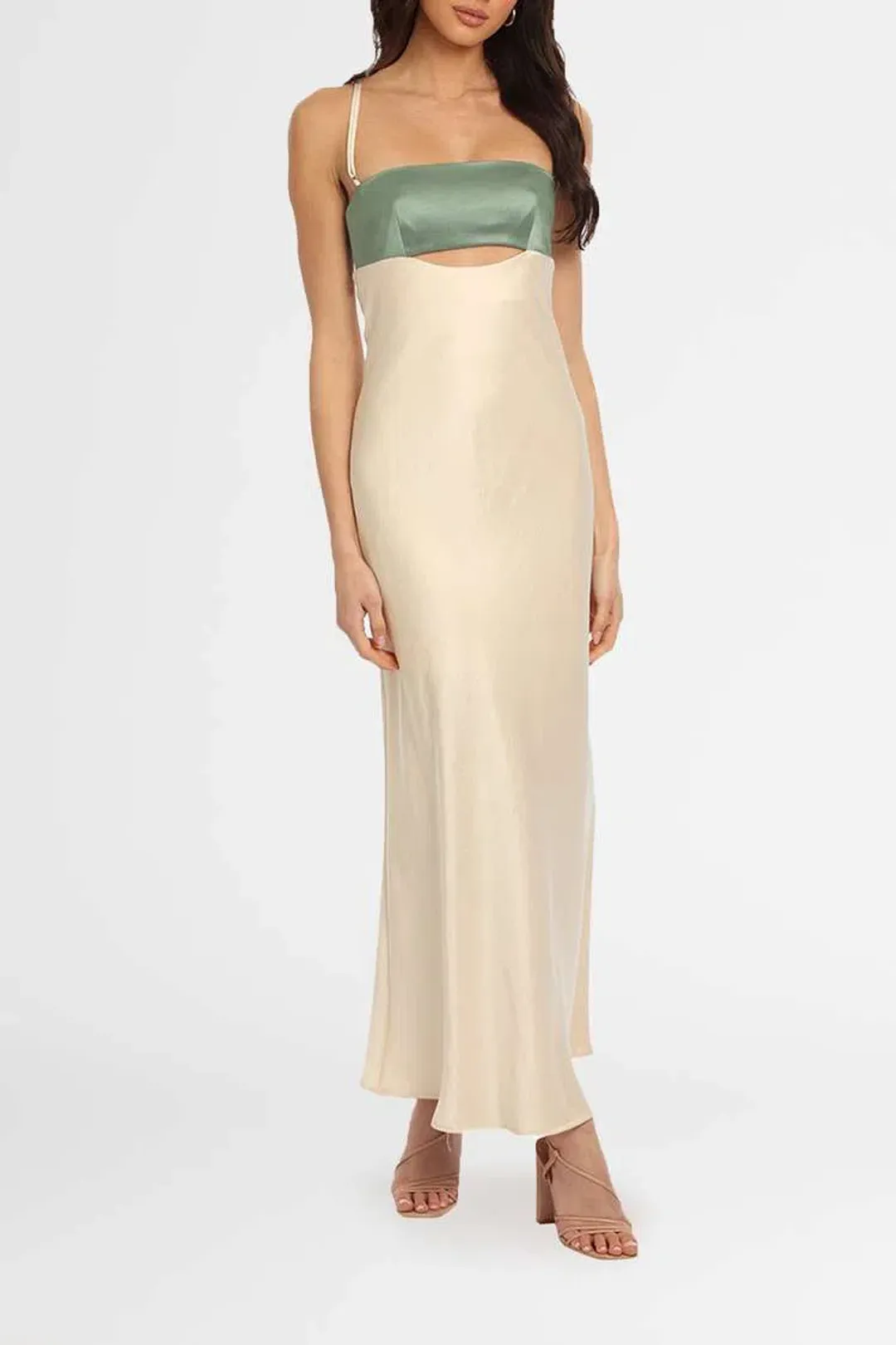 Bec and Bridge Carrie Maxi Dress Cream Green Size 6 for rent on The Volte - main image