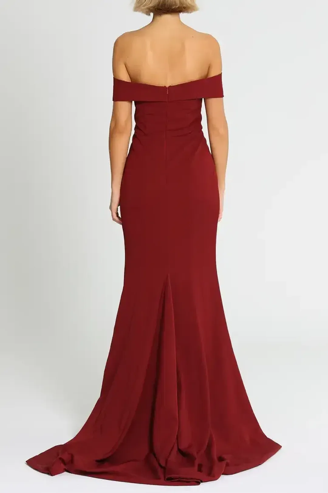 Samantha Rose Gia Off Shoulder Gown in Wine Size 10 for rent on The Volte - main image