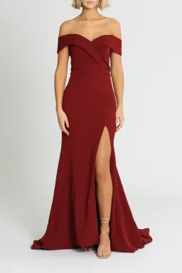 Samantha Rose Gia Off Shoulder Gown in Wine Size 20 for rent on The Volte - image 2